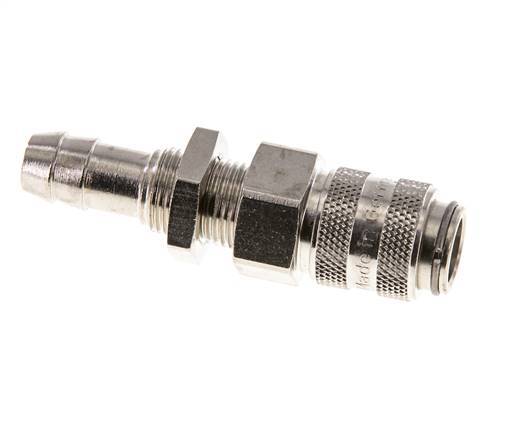 Nickel-plated Brass DN 5 Air Coupling Socket 9 mm Hose Pillar Bulkhead