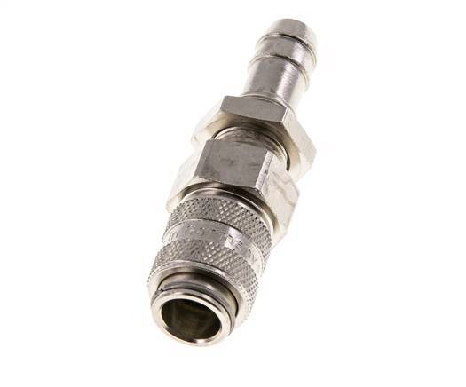 Nickel-plated Brass DN 5 Air Coupling Socket 9 mm Hose Pillar Bulkhead