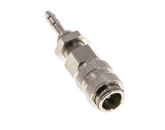 Nickel-plated Brass DN 5 Air Coupling Socket 4 mm Hose Pillar Bulkhead Double Shut-Off
