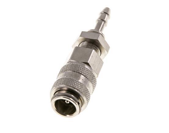 Nickel-plated Brass DN 5 Air Coupling Socket 4 mm Hose Pillar Bulkhead Double Shut-Off