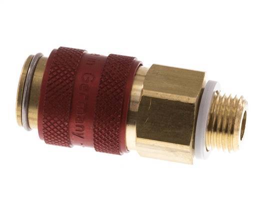 Brass DN 5 Red Air Coupling Socket G 1/8 inch Male Double Shut-Off