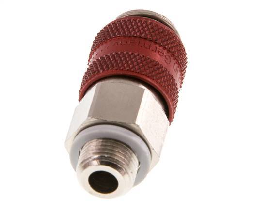 Nickel-plated Brass DN 5 Red Air Coupling Socket G 1/8 inch Male