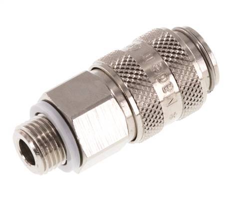 Nickel-plated Brass DN 5 Air Coupling Socket G 1/8 inch Male Double Shut-Off