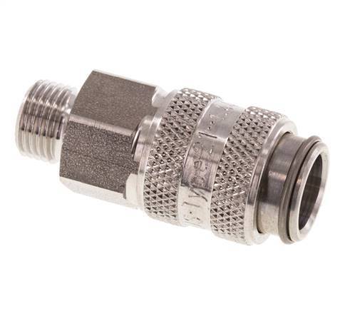 Stainless Steel 316L DN 5 Air Coupling Socket G 1/8 inch Male Double Shut-Off