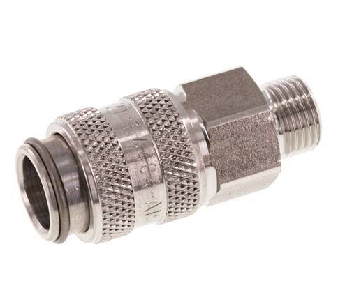 Stainless Steel 316L DN 5 Air Coupling Socket G 1/8 inch Male Double Shut-Off