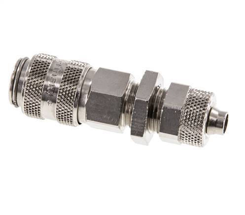 Nickel-plated Brass DN 5 Air Coupling Socket 6x8 mm Union Nut Bulkhead