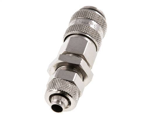 Nickel-plated Brass DN 5 Air Coupling Socket 6x8 mm Union Nut Bulkhead