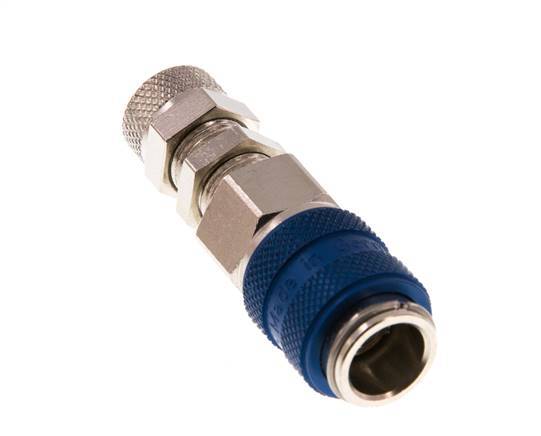 Nickel-plated Brass DN 5 Blue Air Coupling Socket 4x6 mm Union Nut Bulkhead