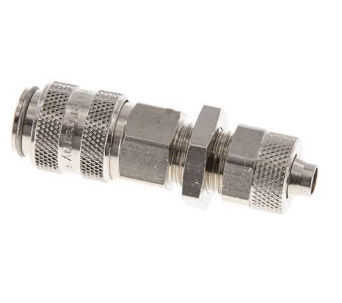 Nickel-plated Brass DN 5 Air Coupling Socket 6x8 mm Union Nut Bulkhead Double Shut-Off