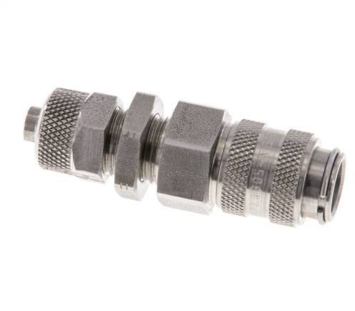 Stainless steel DN 5 Air Coupling Socket 6x8 mm Union Nut Bulkhead Double Shut-Off