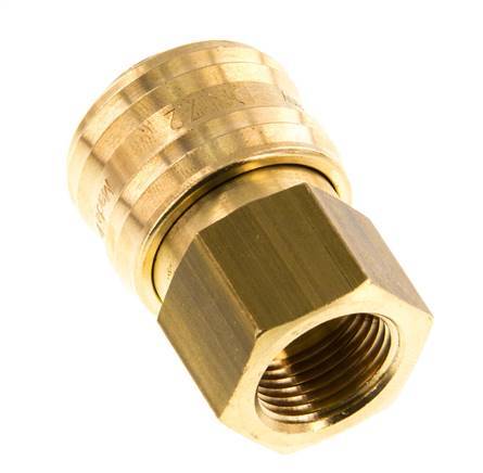 Brass DN 7.2 (Euro) Air Coupling Socket G 3/8 inch Female Double Shut-Off