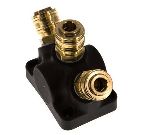 Brass/plastic DN 7.2 (Euro) Air Coupling Socket G 1/2 inch Female Wall-Mount 3-way