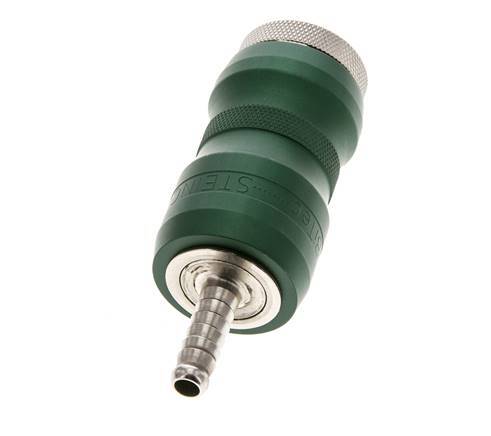 Nickel-plated Brass DN 7.8 Safety Air Coupling Socket with Slide Sleeve 6 mm Hose Pillar