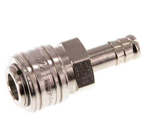 Nickel-plated Brass DN 7.2 (Euro) Air Coupling Socket 10 mm Hose Pillar Double Shut-Off