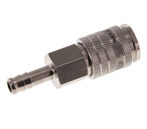 Stainless steel DN 7.8 Air Coupling Socket 8 mm Hose Pillar Double Shut-Off