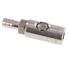 Stainless Steel 316L DN 7.4 Safety Air Coupling Socket With Push Button 13 mm Hose Pillar