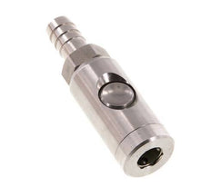 Stainless Steel 316L DN 7.4 Safety Air Coupling Socket With Push Button 13 mm Hose Pillar