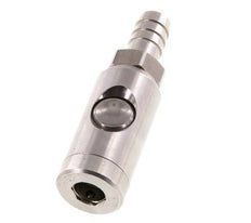 Stainless Steel 316L DN 7.4 Safety Air Coupling Socket With Push Button 13 mm Hose Pillar