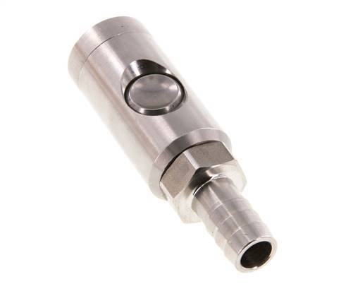 Stainless Steel 316L DN 7.4 Safety Air Coupling Socket With Push Button 13 mm Hose Pillar