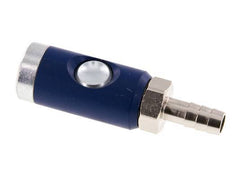 Hardened steel DN 7.4 Safety Air Coupling Socket with Push Button 10 mm Hose Pillar