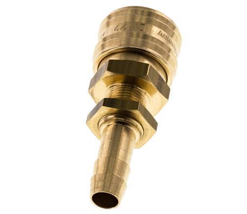 Brass DN 7.2 (Euro) Air Coupling Socket 10 mm Hose Pillar Bulkhead
