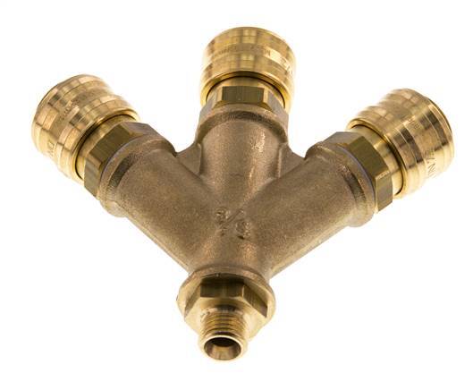 Brass DN 7.2 (Euro) Air Coupling Socket G 1/4 inch Male Wall-Mount 3-way