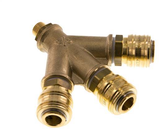 Brass DN 7.2 (Euro) Air Coupling Socket G 1/4 inch Male Wall-Mount 3-way