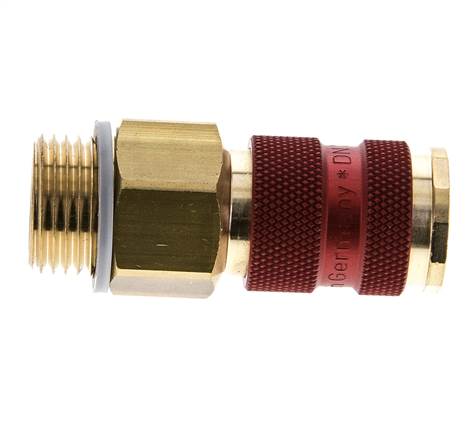 Brass DN 7.2 (Euro) Red-Coded Air Coupling Socket G 1/4 inch Male