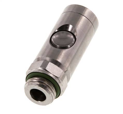 Stainless Steel 316L DN 7.4 Safety Air Coupling Socket With Push Button G 1/2 inch Male