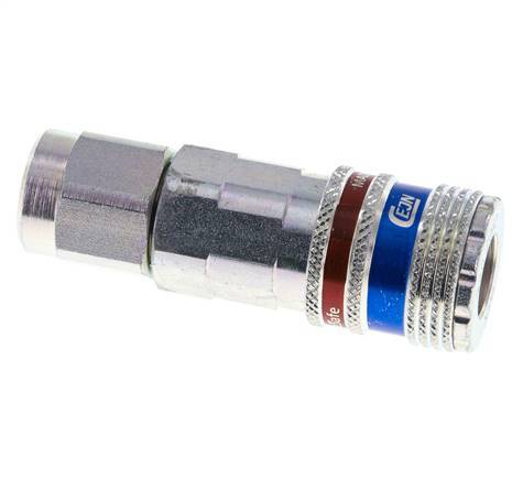 Steel/brass DN 7.6 (7.2 Euro) Safety Air Coupling Socket 8x12 mm (streamline) Union Nut