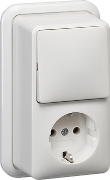 Gira Combination Switch Socket White Surface Mounted - 017611