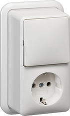 Gira Combination Switch Socket White Surface Mounted - 017611