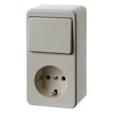 Hager Berker Combination Change-Over Switch with SCHUKO Outlet White - 479640