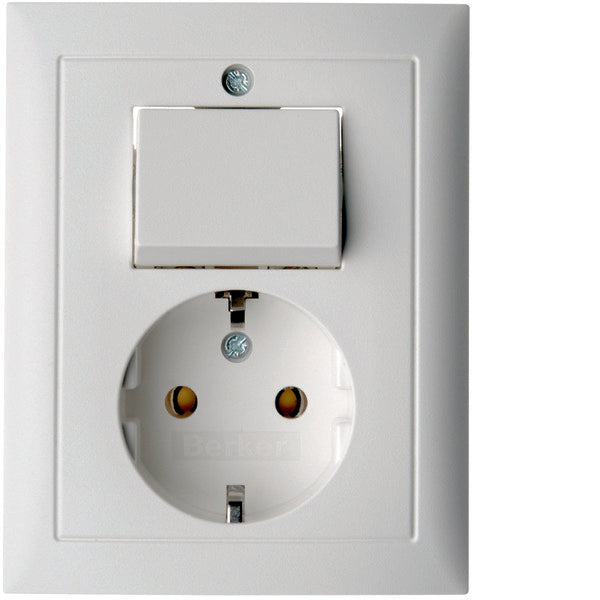 Hager Berker S1 Combination Switch Socket Outlet Polar White Matte - 6143561949