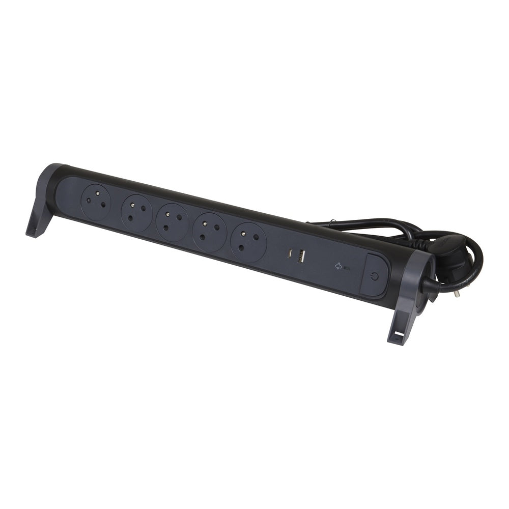 Premium USB A+C Power Strip 5 Outlet 1.5m Black - 049428 [5 Pieces]