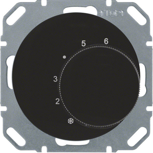 Hager Berker Black Glossy Thermostat With Changeover Contact R1R3 - 20262045