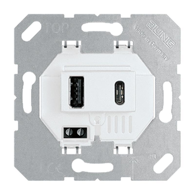 Jung USB Charging Socket Type A and C Alpine White - USB15CAWW