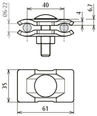Dehn Parallel Connector St Bare For Rd 6-22mm PV 6.22 Frm10x40 Stblank - 306121