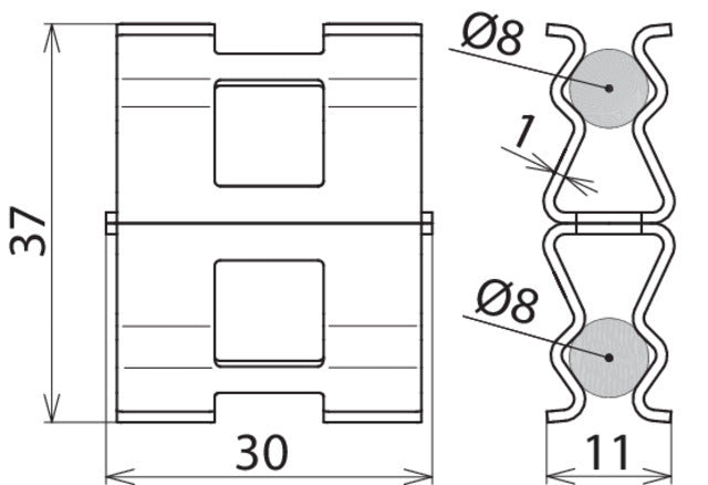 Dehn DC BK 8 RD8 STBLANK Rebar Clamp For 8mm Rod - 308135 [2 pieces]