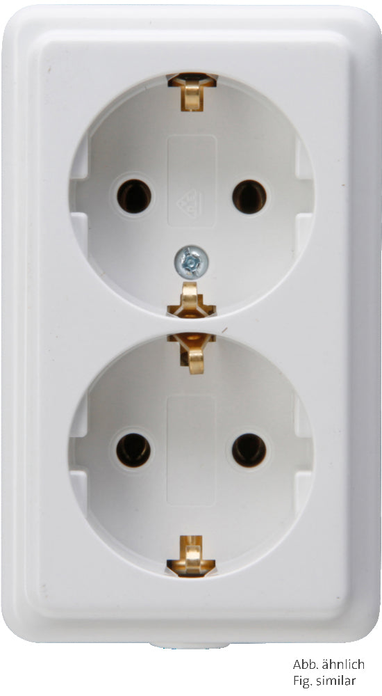 Kopp 2-Way Arctic White Socket Without Plug - 120101001 [5 Pieces]