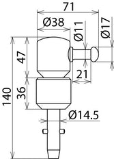 Dehn SSK SQ Switching Stick Head With T Pin Shaft - 765009