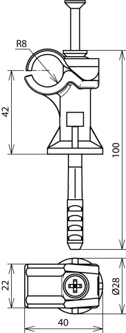 DEHNfix Rod Holder With Impact Dowel D 8m Grey - 252000 [2 pieces]