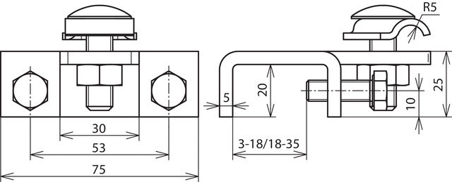 Dehn Terminal St/Tzn Horizontal Type For Profiles 18-35mm With Clamp - 372240