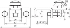 Dehn Terminal St/Tzn Horizontal Type For Profiles 18-35mm With Clamp - 372240
