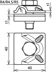 Dehn MV Clamp StSt For RD 8-10mm With Hexagon Screw Kit - 390059