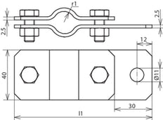 Dehn Earthing Pipe Clamp D 55mm With Bore D 11mm StSt - 410369
