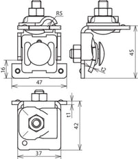 Dehn Al Saddle Clamp With Clamping Frame 0.7-8mm Angled - 365051