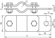 Dehn Earthing Pipe Clamp D 42mm With Bore D 11mm St/Tzn - 410114