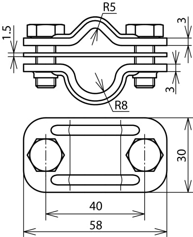 Dehn Bimetallic Uni Disconnecting Clamp Cu-St/tZn Rd 8-10/16mm - 460507