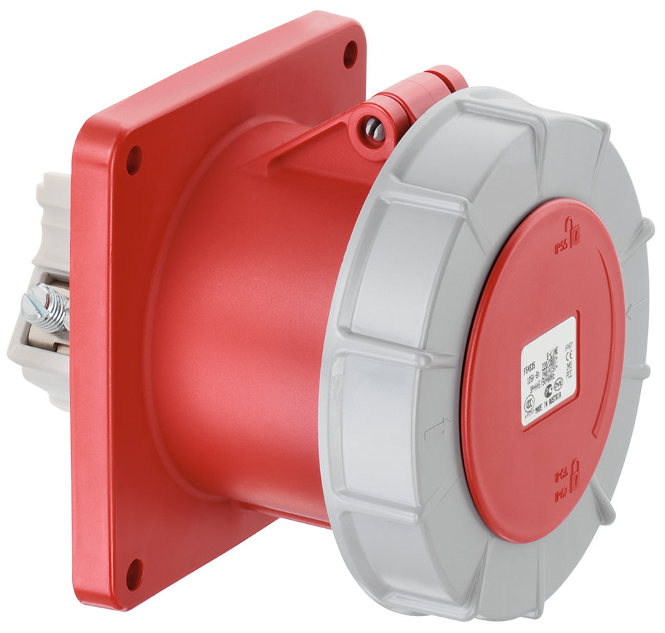 ABL CEE Flanged Socket Straight IP67 125A 5-Pole 400V 6H Red - F54S357